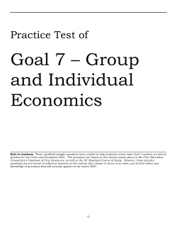 Goal 7 &ndash; Group and Individual Economics