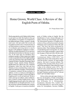 Home Grown, World Class: A Review of the English Poets of Odisha.