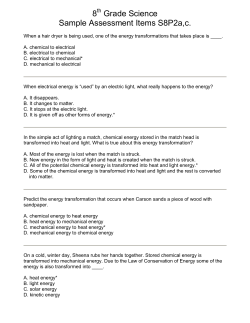 8 Grade Science Sample Assessment Items S8P2a,c.