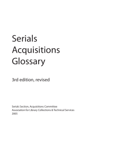 Serials Acquisitions Glossary - American Library Association