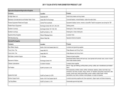 2011 TULSA STATE FAIR EXHIBITOR PRODUCT LIST