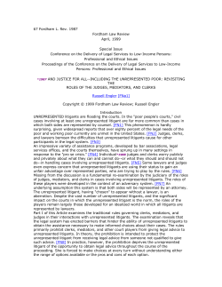 And Justice for All-Including the Unrepresented Poor