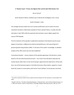 A &ldquo;Nuclear Coup&rdquo; ? France, the Algerian War and the April 1961