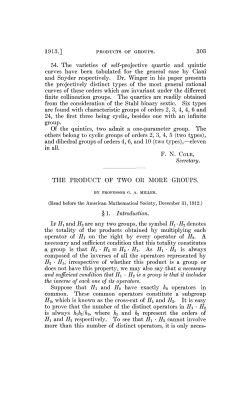 the product of two or more groups.