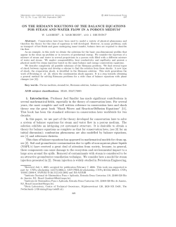 ON THE RIEMANN SOLUTIONS OF THE BALANCE