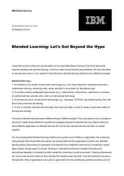 Blended Learning: Let`s Get Beyond the Hype