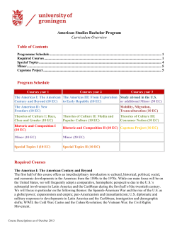 American Studies Bachelor Program Curriculum Overview Table of