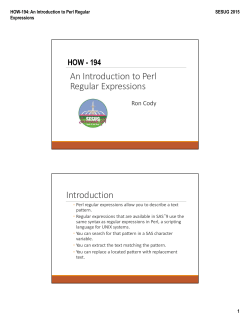 An Introduction to Perl Regular Expressions Introduction