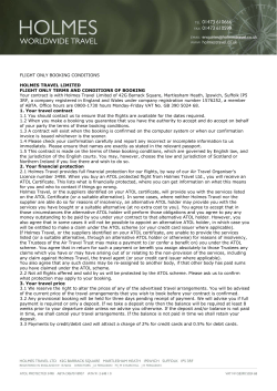 Holmes Travel Booking Condtions Flights Only