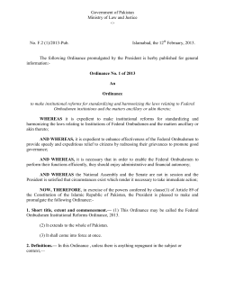 Ordinance No 1 of 2013.