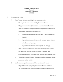 Sukkot, The Feast of Tabernacles Pt 1