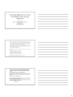 Accessing Algebraic Curriculum for Students with Learning Difficulties