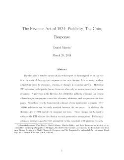 The Revenue Act of 1924: Publicity, Tax Cuts, Response