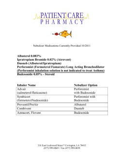 Albuterol 0.083% Ipratropium Bromide 0.02% (Atrovent) Duoneb