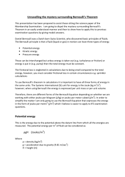 Unravelling the mystery surrounding Bernoulli`s Theorem Potential