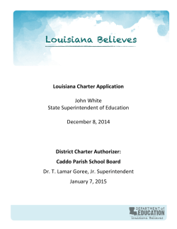 Louisiana Charter Application John White State Superintendent of