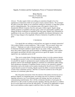 Signals, Evolution and the Explanatory Power of Transient
