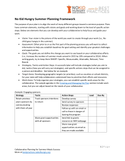 No Kid Hungry Summer Planning Framework