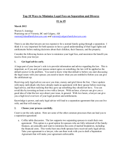 Top 10 Ways to Minimize Legal Fees on Separation and Divorce #1