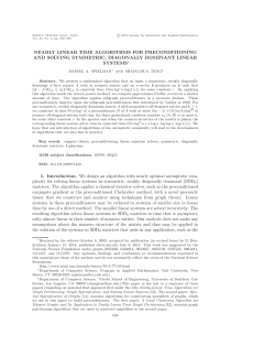 NEARLY LINEAR TIME ALGORITHMS FOR PRECONDITIONING