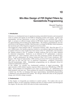 Min-Max Design of FIR Digital Filters by Semidefinite