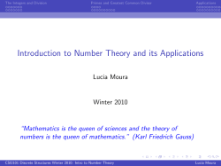 Introduction to Number Theory and its Applications