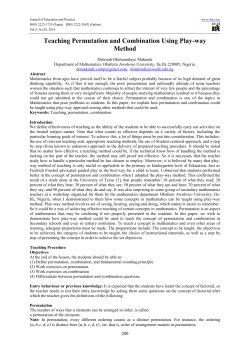 Teaching Permutation and Combination Using Play