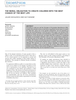 the moral obligation to create children with the best chance of the