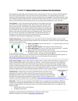 Strategies for Helping Children Learn to Manage Their Own Behavior