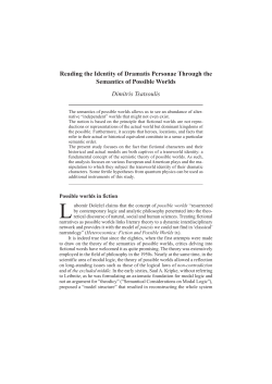 possible worlds - Department of Theatre Studies