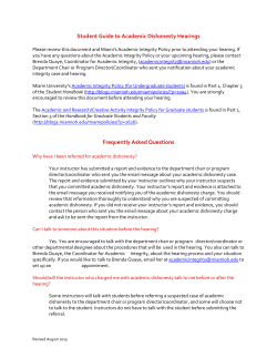 Student Guide to Academic Dishonesty Hearings