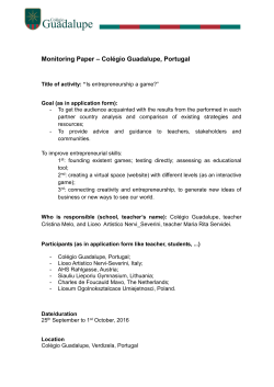Monitoring Paper &ndash; Col&eacute;gio Guadalupe, Portugal