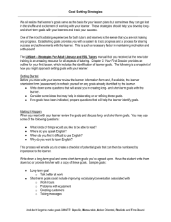 Goal Setting Strategies - Adult Literacy Program