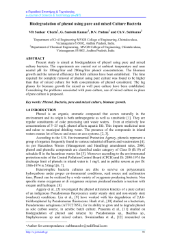 Biodegradation of phenol using pure and mixed Culture - e-JST