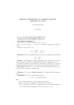 RIEMANN INTEGRATION ON GENERAL DOMAINS, PARTITION OF