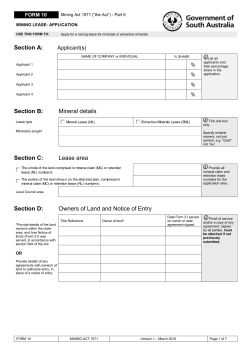 Mining lease: application