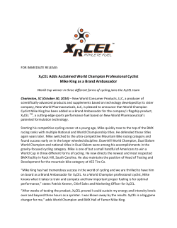 XRCEL Adds Acclaimed World Champion Professional Cyclist Mike
