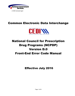 CEDI NCPDP D.0 Front-End Error Code Manual 2016