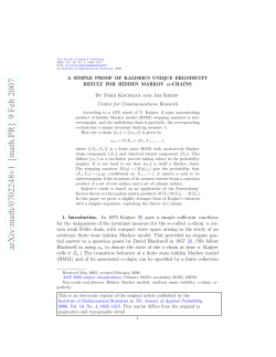 A simple proof of Kaijser`s unique ergodicity result for