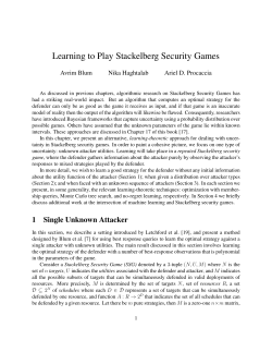 Learning to Play Stackelberg Security Games