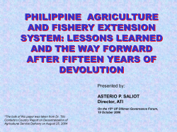 Philippine Agriculture and Fishery Extension System: lessons