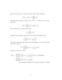 21) Let E &isin; L be given. Assume first that &micro;(E) is finite. We have &micro;(E