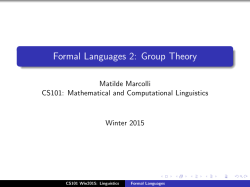 Formal Languages 2: Group Theory