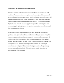 Item Analysis reading