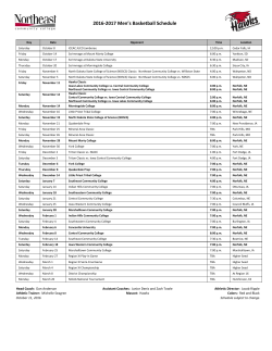 2016-2017 Men`s Basketball Schedule