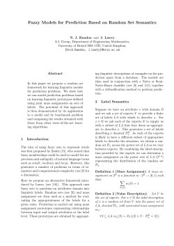 Fuzzy Models for Prediction Based on Random Set