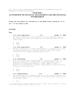 Overview of Fin. and the Fin. Envir.