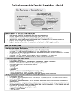 READING STRATEGIES The student uses the following repertoire of