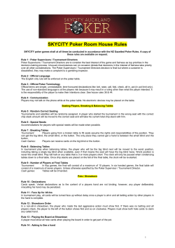 SKYCITY Poker Room House Rules