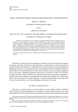 SIGNAL DETECTION MODELS WITH RANDOM PARTICIPANT AND